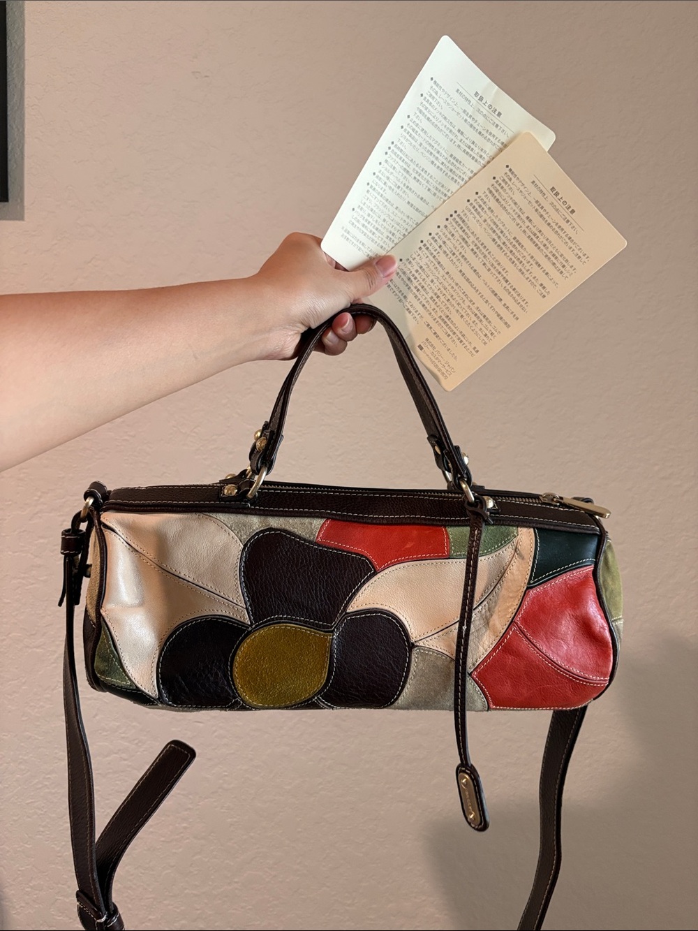 Bally Patchwork Floral Leather Satchel Bag